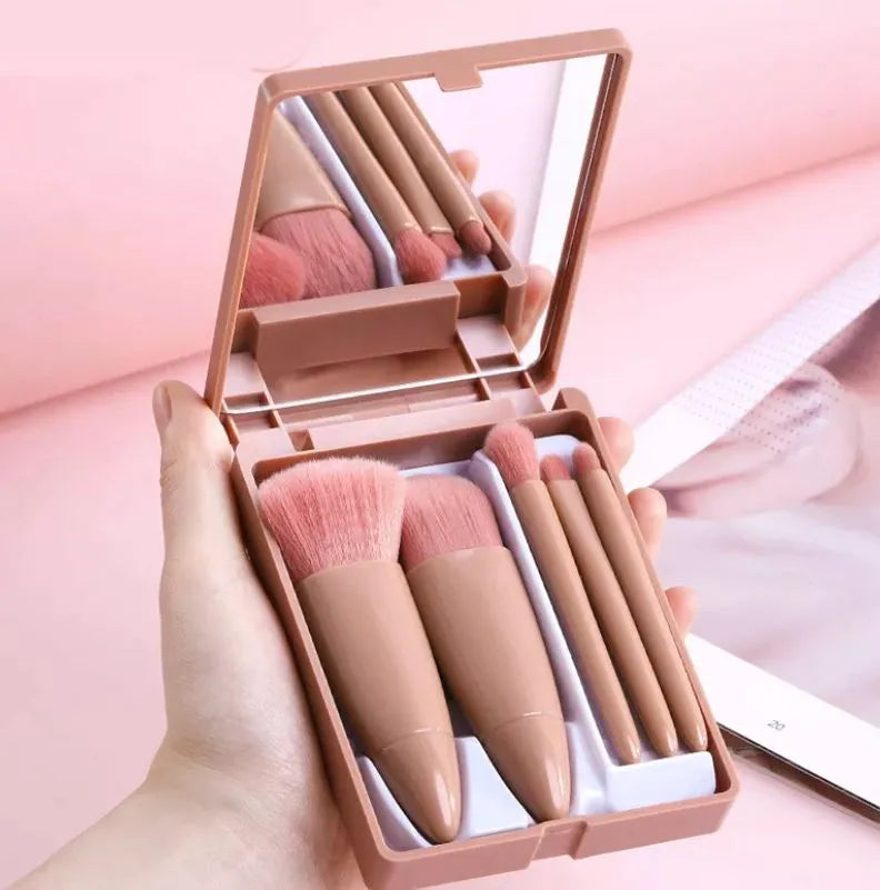 5pcs Makeup Brush Set, Cosmetic Blush Foundation Powder Lip Kit with Storage Box