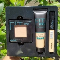 Maybelline Fit Me Makeup Set – Liquid Foundation, Powder, and Concealer
