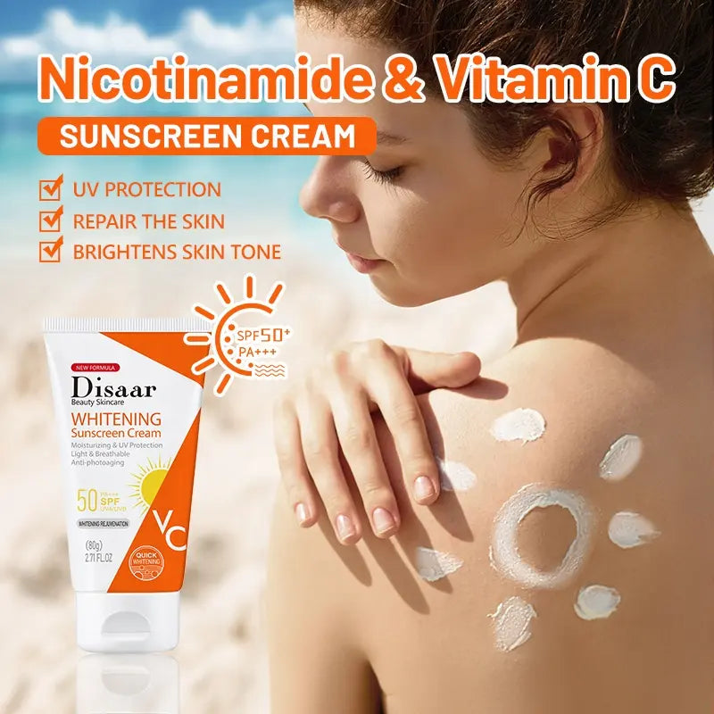 Disaar Whitening Sunscreen Cream SPF 60 – Brightening & Protective Daily Sunblock - 80g