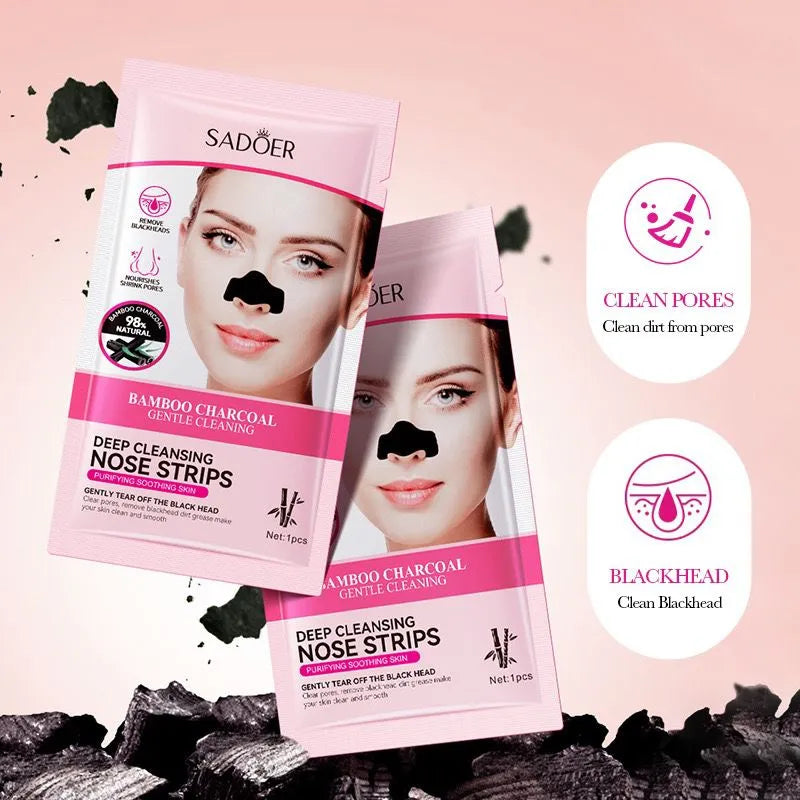 Sadoer Pink Bamboo Charcoal Deep Cleansing Nose Strips - 6 Strips