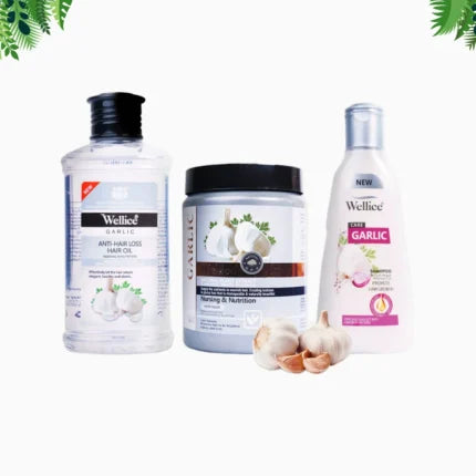 Wellice Hair Solution With Garlic Extract (Shampoo, Oil & Mask)
