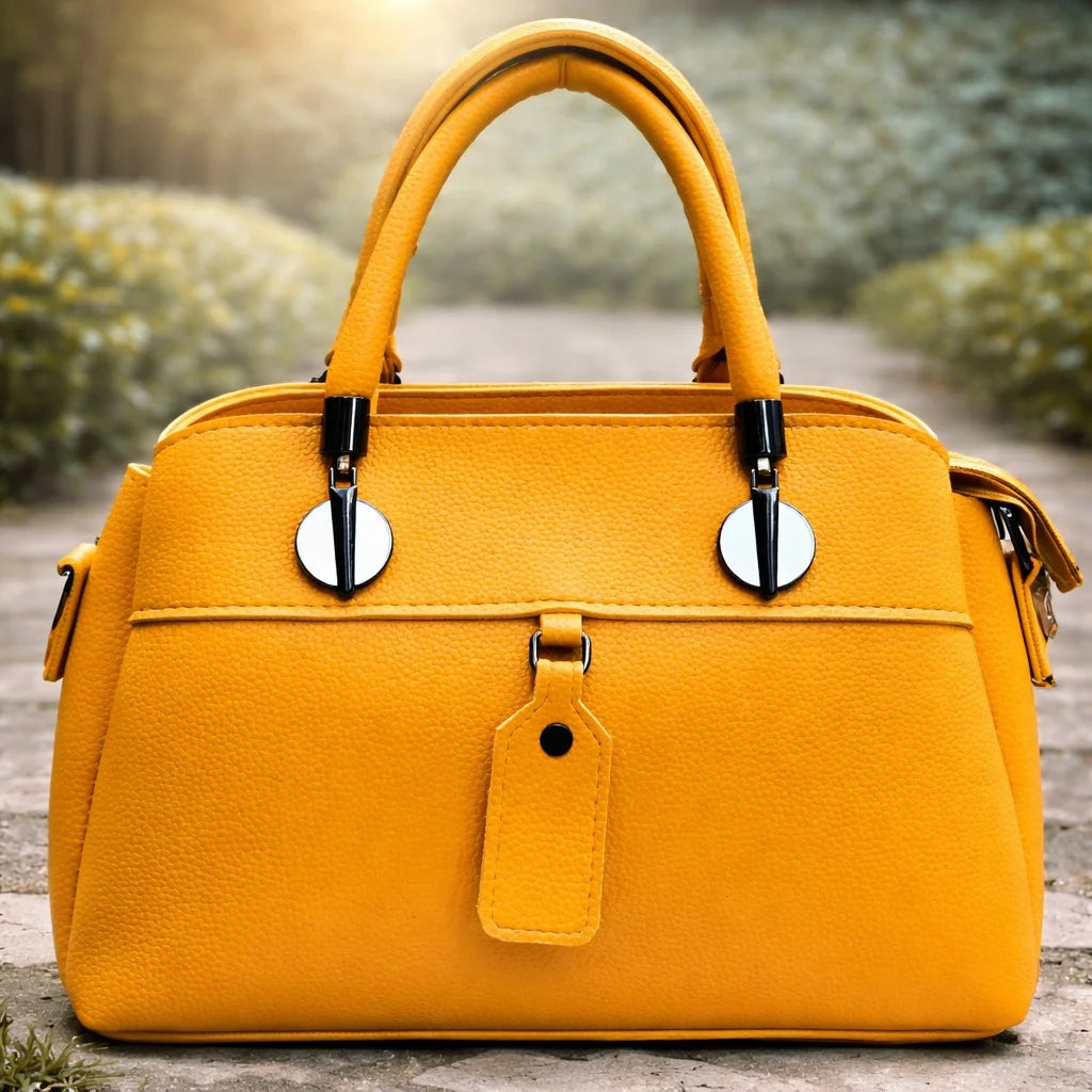 Yellow handbag with black accents  | WearCareHub