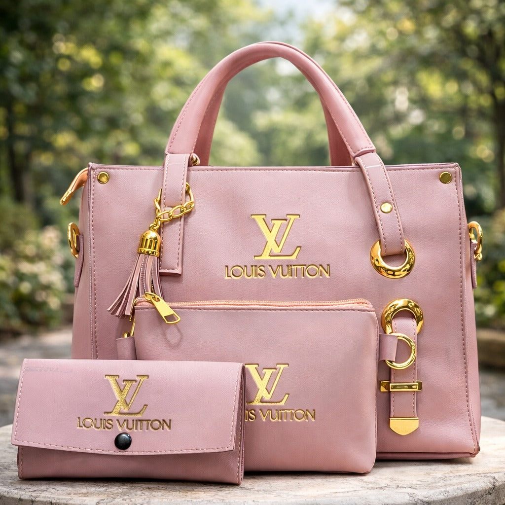 Pink Louis Vuitton handbag and wallet set | WearCareHub