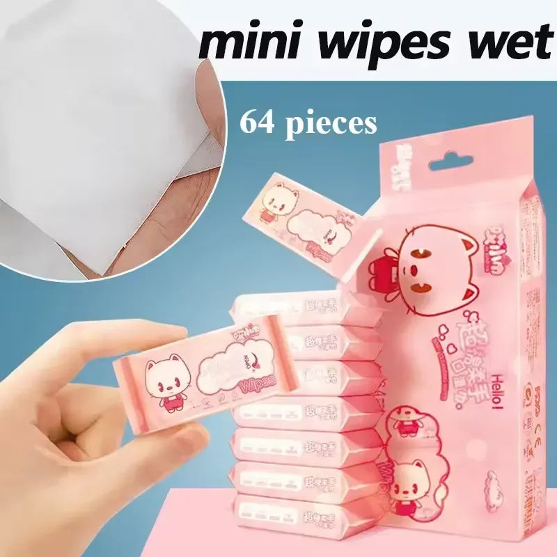 Cleaning Mini Packed Wipe - 8 Mini Packets in One Pack Total 64 Wipes Packet