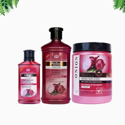 Wellice Onion Anti-Hair Loss Shampoo, Mask & Oil