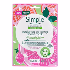 Simple Sensitive Skin Experts – Fruit Enzymes Radiance Boosting Sheet Mask - 25mlSimple Sensitive Skin Experts – Fruit Enzymes Radiance Boosting Sheet Mask - 25ml