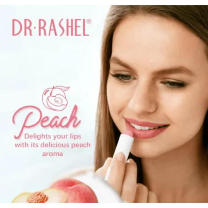 Introducing the DR RASHEL Lip Balm Series Experience ultimate lip care with the DR RASHEL Lip Balm Series, specially designed to plump and hydrate your lips. Infused with a delightful Peach flavor, this balm is a must-have for every skincare enthusiast. Key Ingredients : Collagen: Promotes elasticity and firmness. Aloe Vera: Soothes and hydrates for a smooth texture. Vitamin C: Brightens and revitalizes your lips. Shea Butter: Acts as a natural emollient for long-lasting hydration. Glycerin & Hyaluronic Acid: Retain moisture and ensure soft, supple lips Moisturizing and Anti-Aging Benefits This unique cream mask shape makes application effortless, allowing you to coat your lips in a protective layer. The rich formula not only moisturizes but also helps fade lip wrinkles, giving you a youthful appearance.