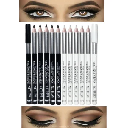 Kathleen 12 Pcs Black And White Eye liner Pencil