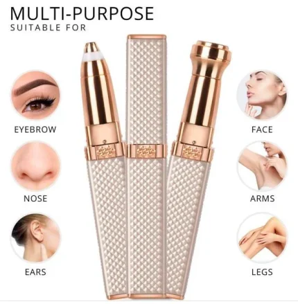 USB Rechargeable 2-in-1 Flawless Facial & Eyebrow Hair Remover Machine with LED Light