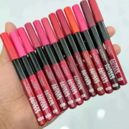 Eveline Beauty Lipstick Pencils Smooth Matte Color for All-Day Glam 12Pcs Set