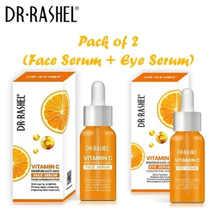 Dr.Rashel Vitamin C Brightening & Anti Aging Face Serum + Eye Serum - Pack of 2