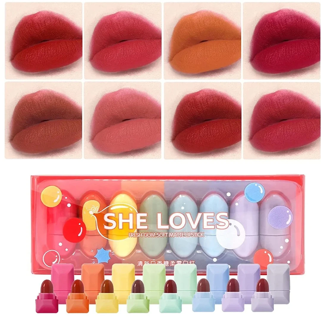 She Loves 8 Pcs Mini Candy Matte Lipstick Set