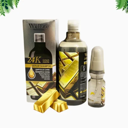 Wellice 24k gold keratin shampoo & hair serum