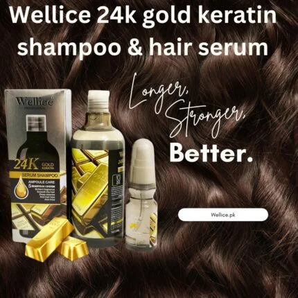 Wellice 24k gold keratin shampoo & hair serum - Image 3
