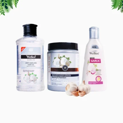 Wellice Hair Solution With Garlic Extract (Shampoo, Oil & Mask)