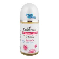 Enchanteur Radiant White Pore Refine Romantic Roll-On For Women, 48 Hours Lasting, Anti-Perspirant - 50ml