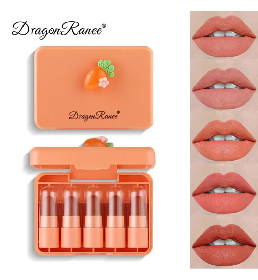 Dragon Ranee Carrot Mini Lipstick 5Pcs Set - Image 3
