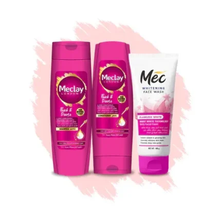 Meclay London Thick & Dense Shampoo - 185ml With Conditioner - 180ml + Mec Flawless White Face Wash Pair Box (Save Rupees 200)