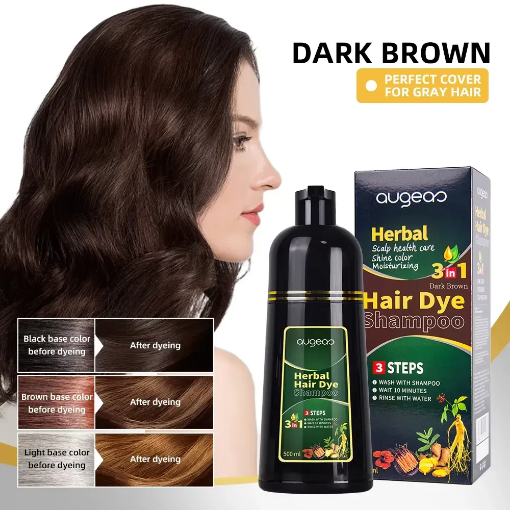 AUGEAS 3-in-1 Herbal Hair Dark Brown Color Shampoo β 500ml