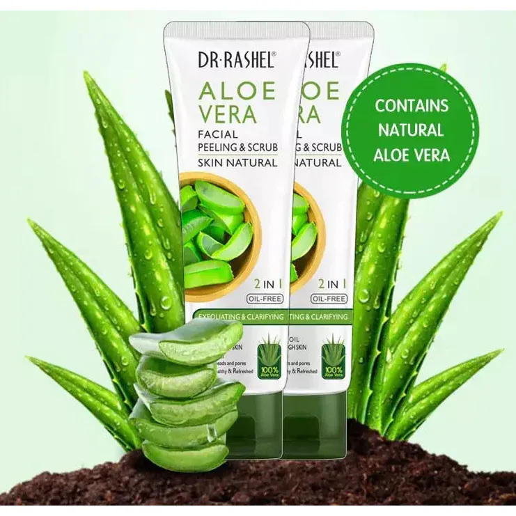 Dr Rashel Aloe Vera Facial Peeling & Scrub Skin Natural 2 In 1 Oil-Free Exfoliating & Clarifying, 100g - Image 2