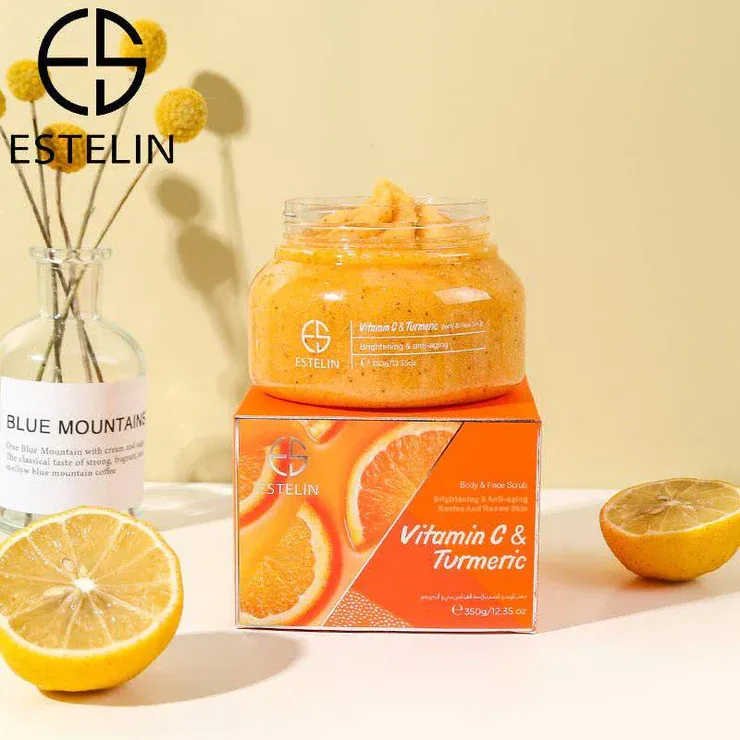 Estelin Vitamin C & Turmeric Body & Face Scrub by Dr.Rashel - 350g  1 review - Image 2
