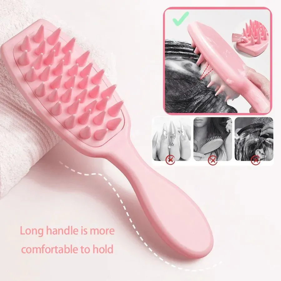 Silicone Shampoo Scalp Massager Brush, Long Handle, Soft & Comfortable Brush - Image 2