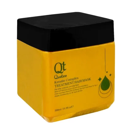 Revitalize your hair with the Quetee Keratin Complex Treatment Hair Mask. This 500ml hair mask is designed to deeply nourish and restore your hair, providing intense hydration and repair for damaged, dry, or frizzy hair. Infused with keratin, this treatment helps to strengthen and smooth the hair, leaving it looking healthier, shinier, and more manageable. The Keratin Complex Treatment Hair Mask works by replenishing the natural proteins in your hair, reducing frizz, and enhancing elasticity. Whether your hair is chemically treated or naturally prone to damage, this mask is formulated to bring back moisture, smoothness, and shine, restoring your hair’s natural beauty. Perfect for all hair types, this mask ensures that your hair stays soft, glossy, and frizz-free.