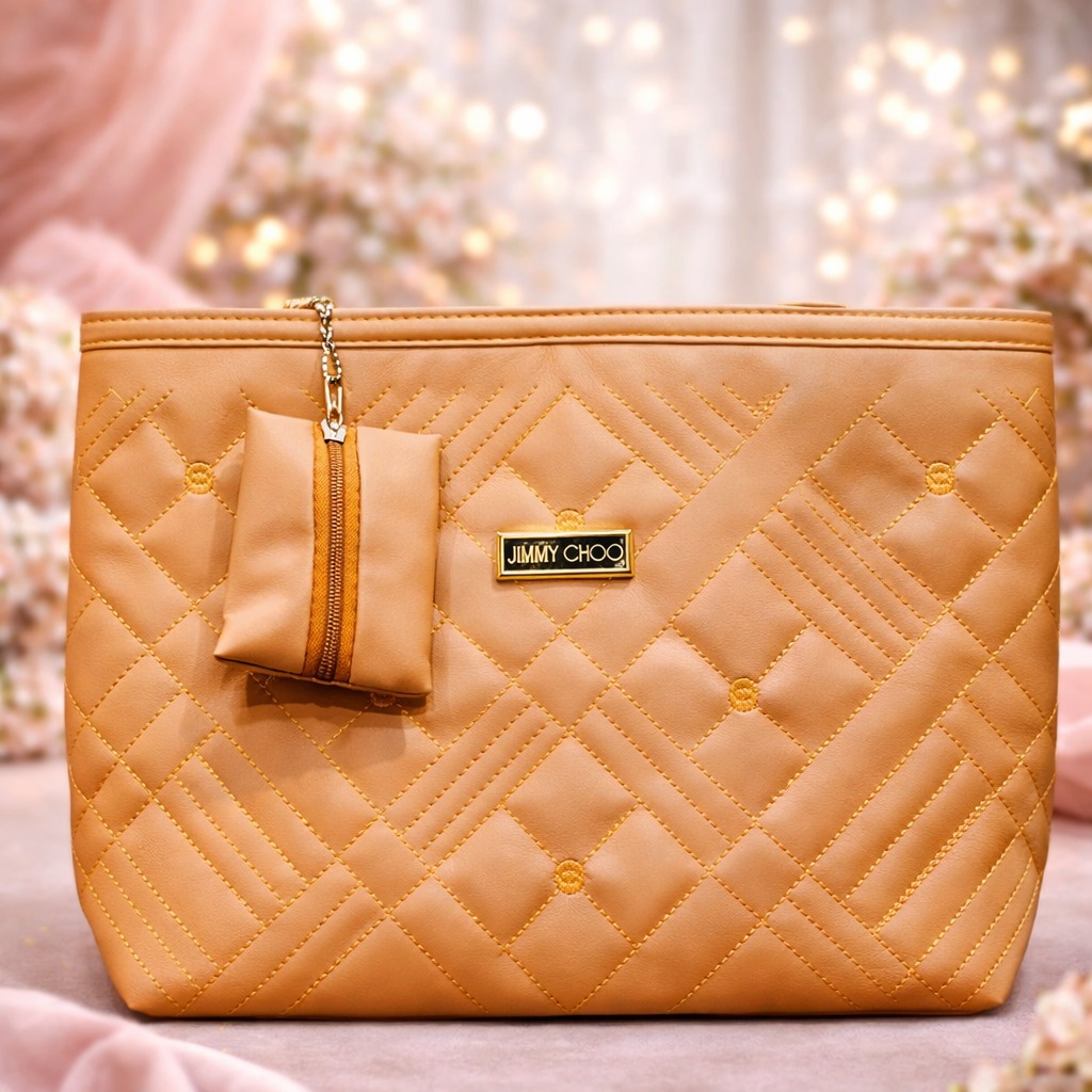 Jimmy Choo Quilted Luxe Clutch – Tan Edition