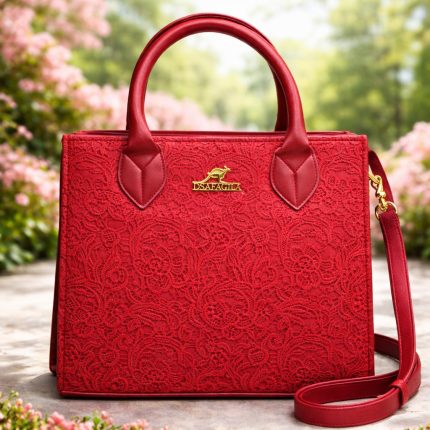 DSATAAGILA Scarlet Lace Elegance Handbag