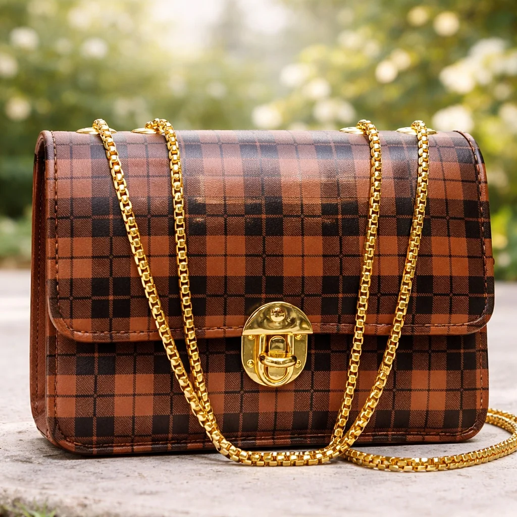 Golden Grid Luxe Handbag – Urban Classic Edition