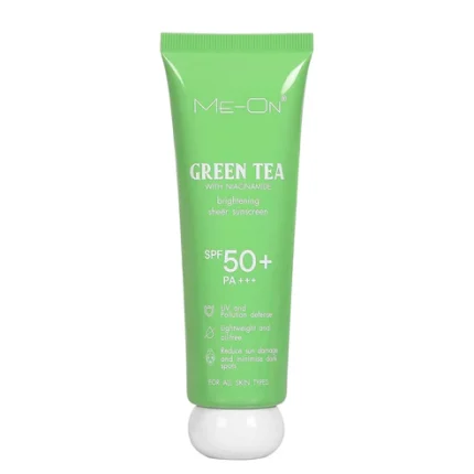 ME-ON Green Tea + Niacinamide Brightening Sheer Sunscreen SPF 50+ PA+++ – Lightweight, Zero White Cast